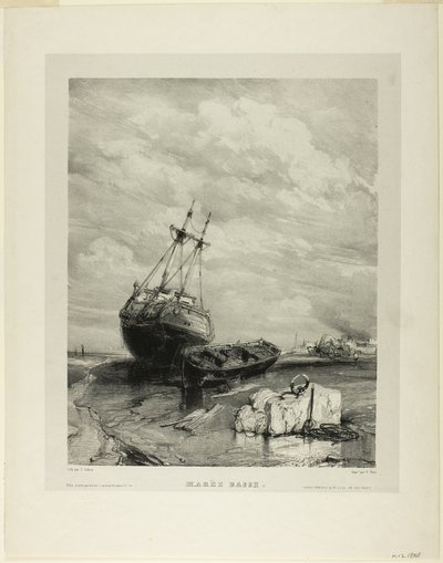 Low Tide, plate seks fra Six Marines av Eugene Isabey