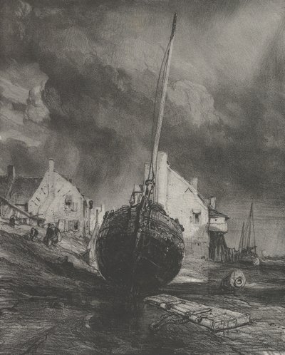 Minne om Saint-Valéry-sur-Somme, 1833. av Eugene Isabey