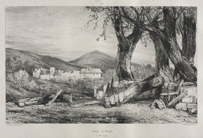 Pittoreske og romantiske reiser i det gamle Frankrike: Auvergne vol. II, Gorge of Royat, Plate 79, 1830 av Eugene Isabey