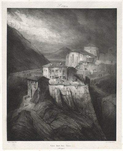 Pittoreske og romantiske reiser i det gamle Frankrike: Auvergne vol. II: St. John Church, Thiers, Plate av Eugene Isabey