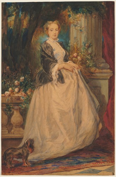 Portrett av Madame Thomas født Camille Boucher. av Eugene Isabey