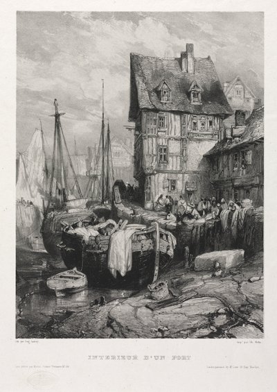 Six Marines: Interiør i en havn av Eugene Isabey