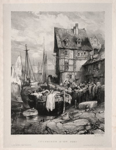 Six Marines: Interior of a Port, 1833. av Eugene Isabey