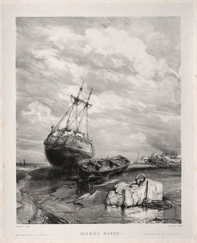 Six Marines: Low Tide, 1833. av Eugene Isabey