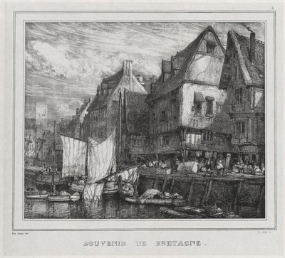 Suvenirer: Souvenir of Brittany, plate 5, 1832. av Eugene Isabey