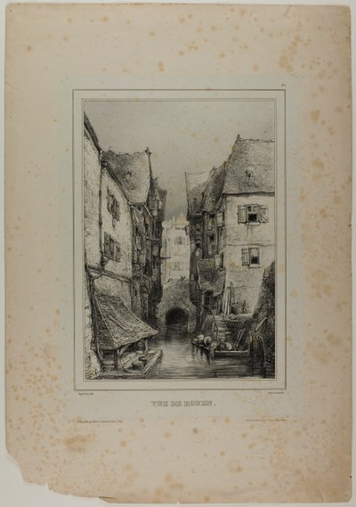 Utsikt over Rouen, plansje tre av Eugene Isabey