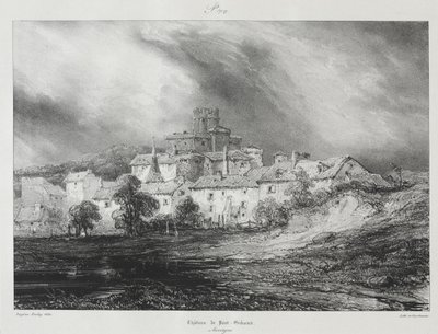 Pittoreske og romantiske reiser i det gamle Frankrike, Auvergne: Château de Pont-Gibaud av Eugene Isabey