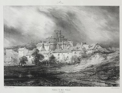Pittoreske og romantiske reiser i det gamle Frankrike, Auvergne: Château de Pont-Gibaud av Eugene Isabey