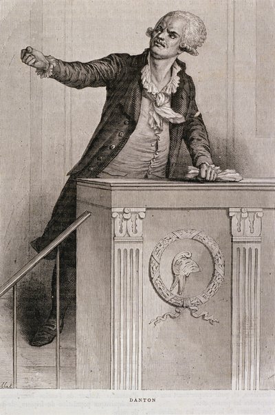 Portrett av Georges Jacques Danton (1759-94) (gravering) av Eugene Joseph Viollat