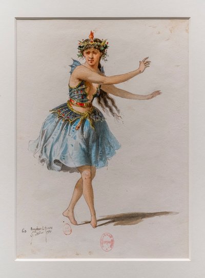 Korrigane. Ballett av Charles-Marie Widor, kostymemodell. 1880, penn, akvarell og gouache på papir. av Eugene Lacoste