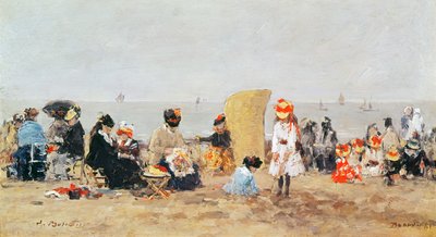 Strandscene, Trouville, 1881 av Eugene Louis Boudin