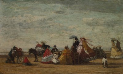 Strandscene, ca. 1865-1867 (olje på trepanel) av Eugene Louis Boudin
