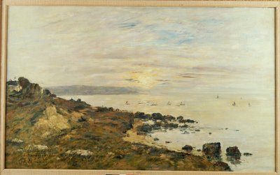 Cliffs at Benerville, Sunset, 1897 av Eugene Louis Boudin