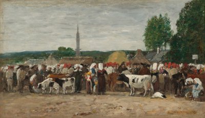 Messe i Bretagne av Eugene Louis Boudin