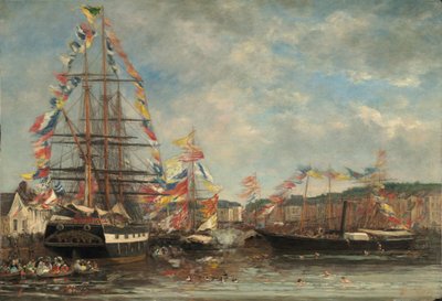 Festival i havnen i Honfleur, 1858. av Eugene Louis Boudin
