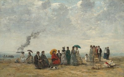 Figurer på stranden, ca. 1867-70 (olje på lerret) av Eugene Louis Boudin