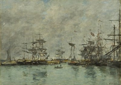 Havnescene av Eugene Louis Boudin
