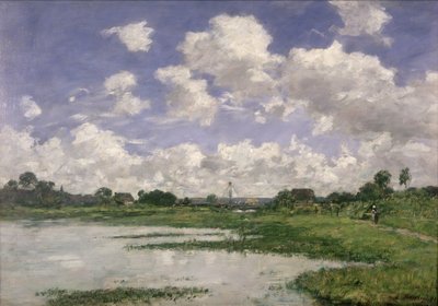 Landskap, elven Touques, 1891 av Eugene Louis Boudin