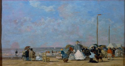 På Trouville Beach, av Eugene Boudin, maleri av Eugene Louis Boudin