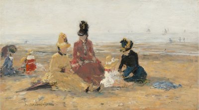På stranden, Trouville, 1887. av Eugene Louis Boudin