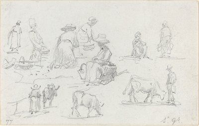 Bønder og kyr [recto], 1877. av Eugene Louis Boudin