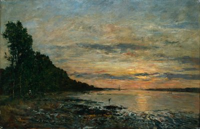 Plougastel, Solnedgang over elvemunningen, ca. 1870-73 av Eugene Louis Boudin