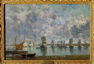 Seilbåter, Camaret Boats a Camaret sur Mer (Camaret-sur-Mer, Finistere) Maleri av Eugene Louis Boudin (1824-1898) 1872 Søn 0,50 x 0,76 m Paris Musee du Louvre Mandat: Donasjon Helene og Victor Lyon av Eugene Louis Boudin