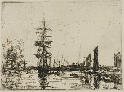 Havlandskap med båter av Eugene Louis Boudin