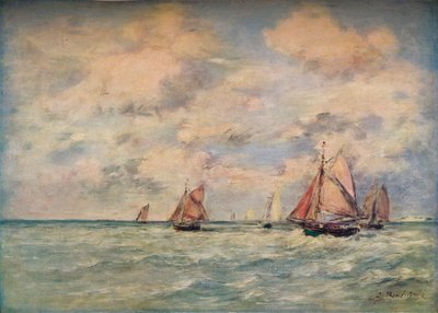 Utgang fra båtene ved Trouville, 1800-tallet av Eugene Louis Boudin