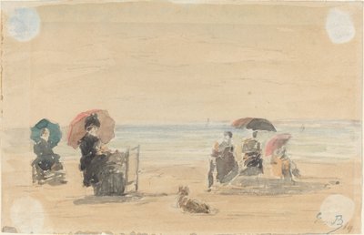Solskjermer, Trouville, 1869. av Eugene Louis Boudin