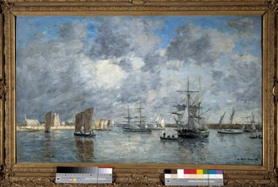 Port of Carnaret-maleri av Eugene Louis Boudin (1824-1898). 1872. Dim. 0,55 x 0,89 m. Paris, Musee d