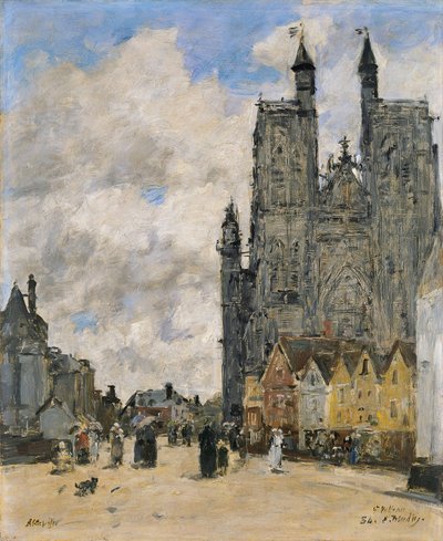 Plassen til Saint Vulfran-kirken i Abbeville av Eugene Louis Boudin