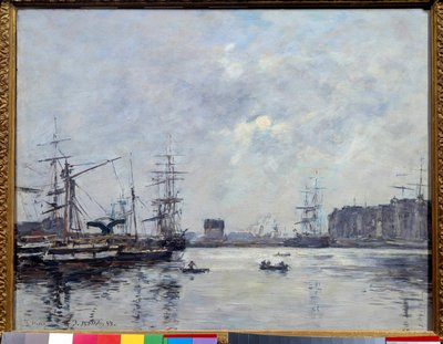 Havnen i Le Havre bassenget i baren. Maleri av Eugene Louis Boudin (1824-1898) av Eugene Louis Boudin
