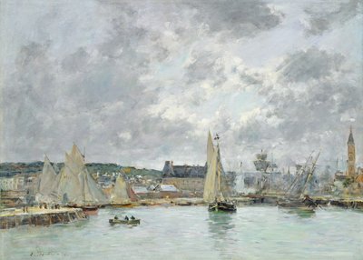 Trouville havn, 1880 av Eugene Louis Boudin