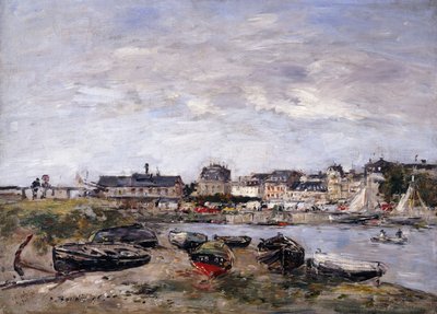 Trouville: Utsikt mot Deauville på markedsdagen; Trouville: Utsikt tatt fra Deauville, a Day's Walk, 1895 av Eugene Louis Boudin