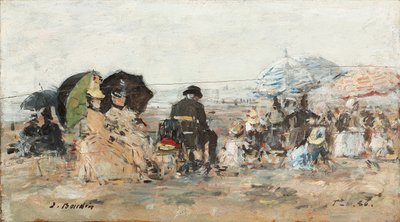 Trouville, strandscene; Trouville, strandscene, 1886 av Eugene Louis Boudin