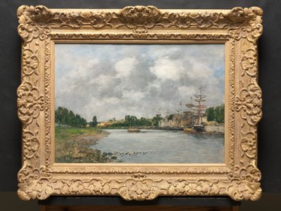 Utsikt over havnen i Saint-Valéry-sur-Somme av Eugene Louis Boudin