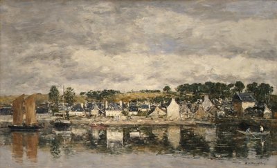 Landsby ved en elv, sannsynligvis 1867. av Eugene Louis Boudin