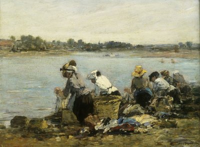 Vaskedamer ved Torque; Vaskekvinnene på La Touque, av Eugene Louis Boudin