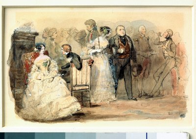 En mottakelse under Louis Philippe Watercolor av Eugene Lami (1800-1890) av Eugene Louis Lami