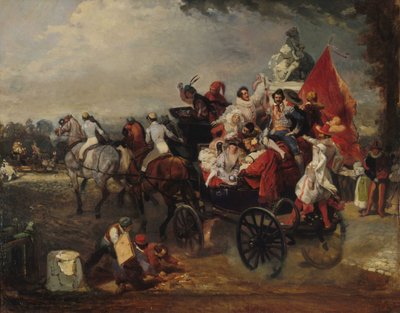 Karnevalscene, Place de la Concorde, 1834. av Eugene Louis Lami