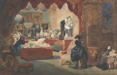 Interiør av et museum, 1800-tallet. av Eugene Louis Lami
