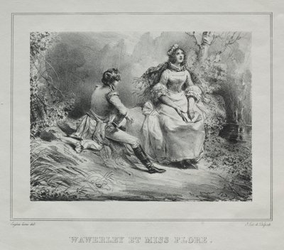 Pittoreske utsikter over Skottland: Waverly and Miss Flora, 1825-1828. av Eugene Louis Lami