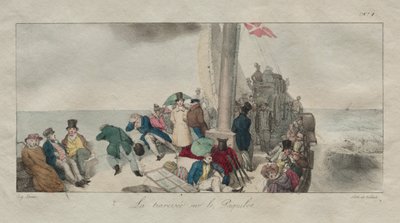 Souvenirs of London: Crossing on the Packet Boat, 1826. av Eugene Louis Lami