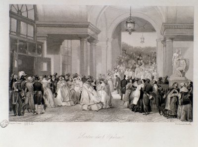 Publikum har utgivelsen av Operaen i Paris. Gravering av Eugene Louis Lami (1800-1890) 1842 Privat samling av Eugene Louis Lami