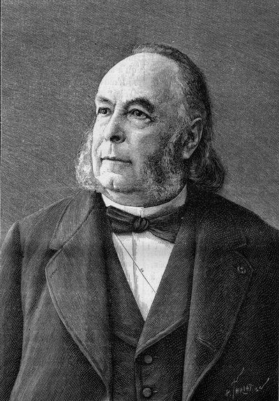 Portrett av Edmond Fremy (1814-1894), fransk kjemiker (fra et fotografi av Eug. Pirou). Gravering i "" Nature: gjennomgang av vitenskapene og deres anvendelser på kunst og industri"" av 10. februar av Eugene Pirou