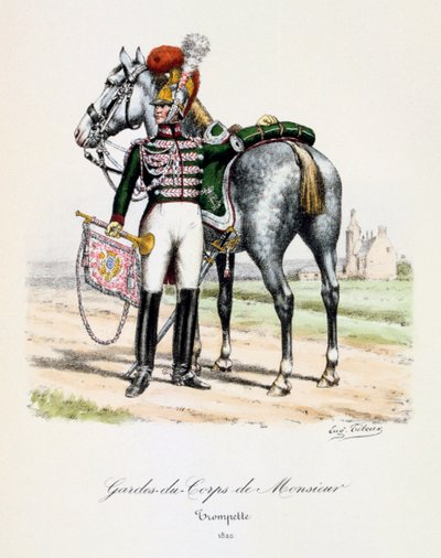 Livvakter av Monsieur, trompetist, 1820 av Eugene Titeux