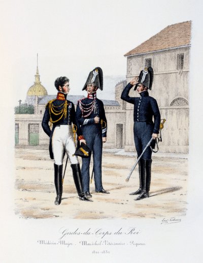 Kongens livvakter, lege-major, marskalk-veterinær og pikør, 1820-30 av Eugene Titeux