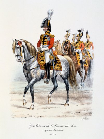 Gendarmer fra Kongens Garde, Kaptein-løytnant, 1814-15 av Eugene Titeux
