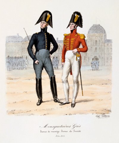 Grå musketerer, manesje og samfunnskjole, 1814-15 av Eugene Titeux